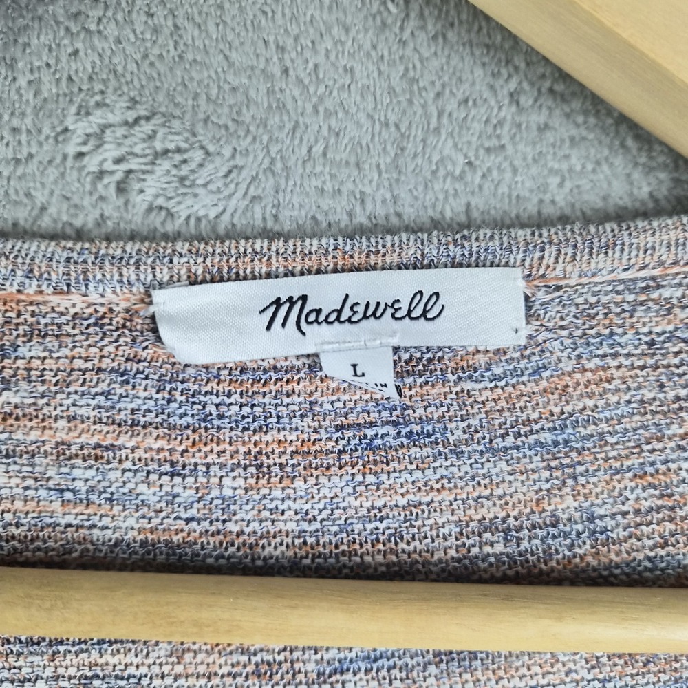 Madewell Sweater Cardigan Womens Large Papaya Marled Summer Ryder Open Front - Picture 9 of 10